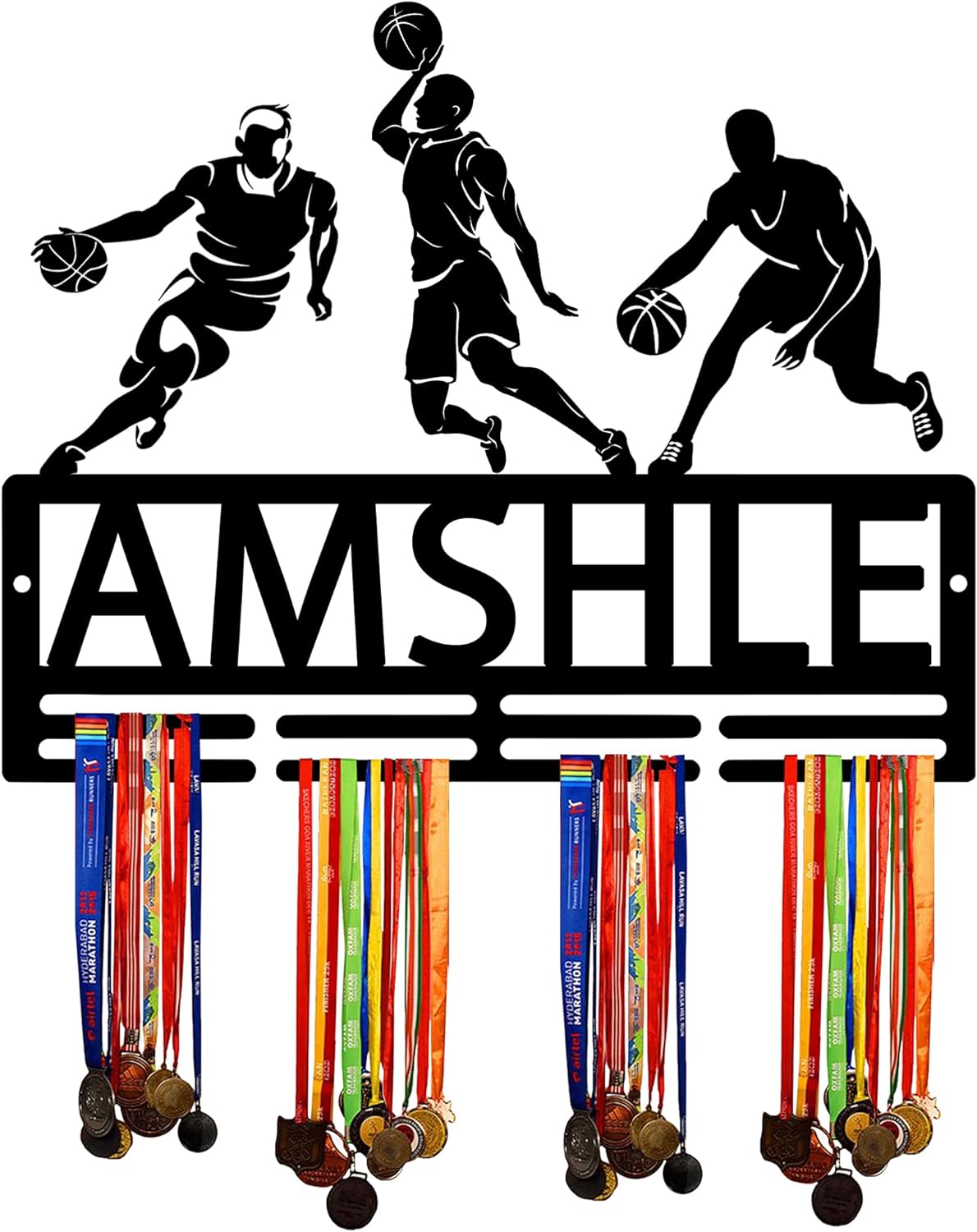 Custom Basketball Medal Hanger Display Holder Rack for Awards Ribbons - Personalized Player Name Sports Race Ribbon Display Wall Rack Frame Shelf Bedroom Wall Decor - Gift for Teens Boys Girls Adults | GearViral