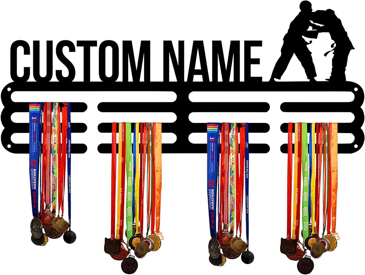 Custom Judo Medal Hanger Display Holder Rack for Awards and Ribbons - Personalized Name Sports Medal Holder Display Rack Black Metal Shelf for Wall Decor Birthday Gift for Kids Boys Girls Adults | GearViral Custom Judo Medal Hanger Display Holder Rack for Awards and Ribbons - Personalized Name Sports Medal Holder Display Rack Black Metal Shelf for Wall Decor Birthday Gift for Kids Boys Girls Adults | GearViral