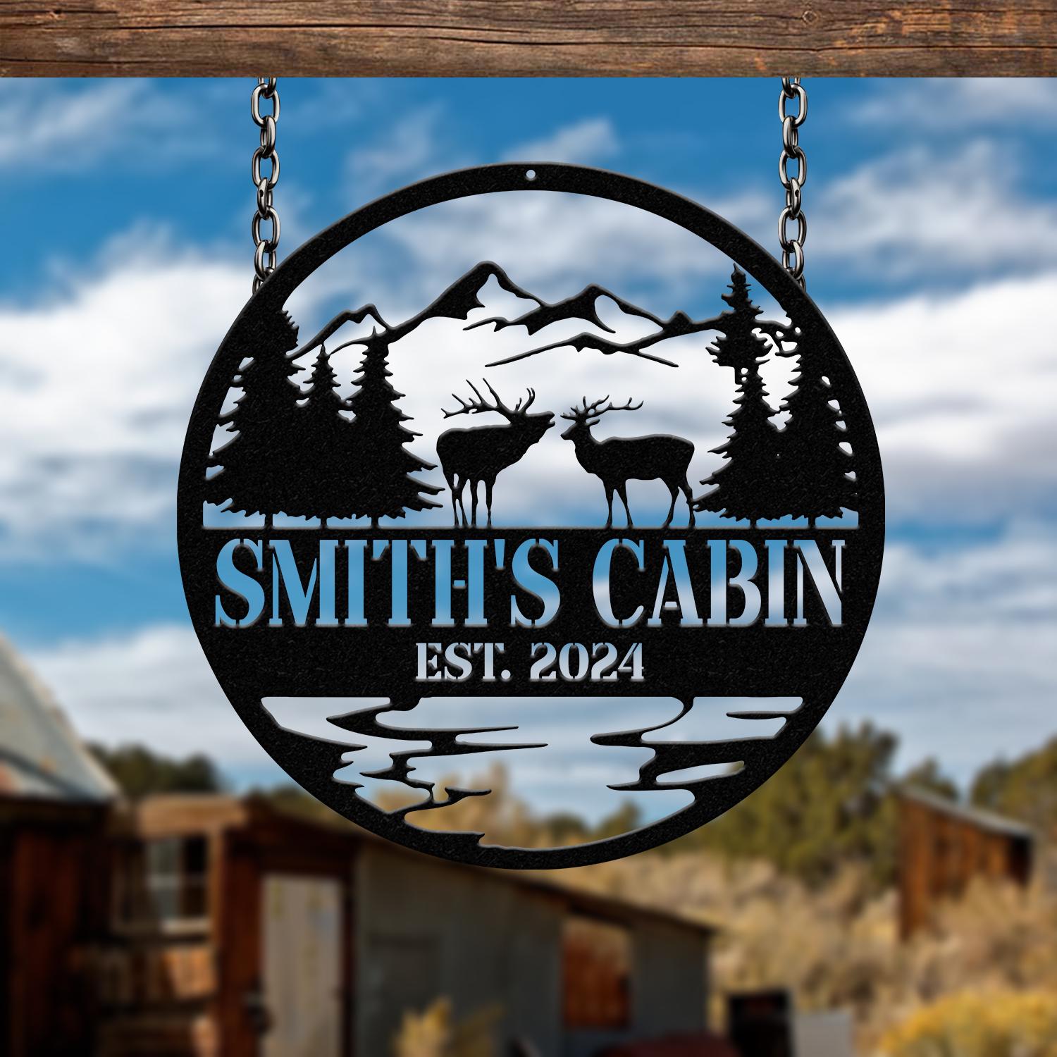 Custom Metal Elk & Deer Sign, Deer Cabin Sign, Cabin Sign, Nature Metal Sign, Outdoor Decor, Deer Hunter Gift, Lodge Sign, Cottage Decor