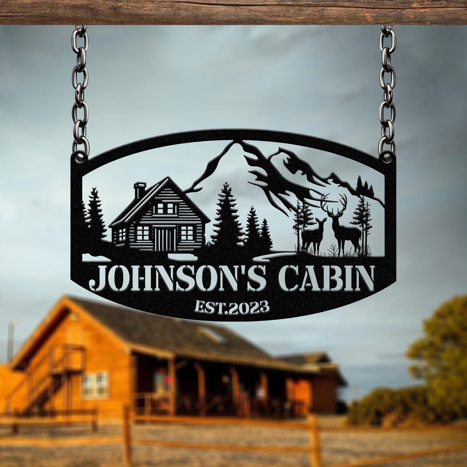Custom Metal Family Deer Sign, Deer Cabin Sign, Cabin Sign, Nature Metal Sign, Outdoor Decor, Deer Hunter Gift, Lodge Sign, Cottage Decor