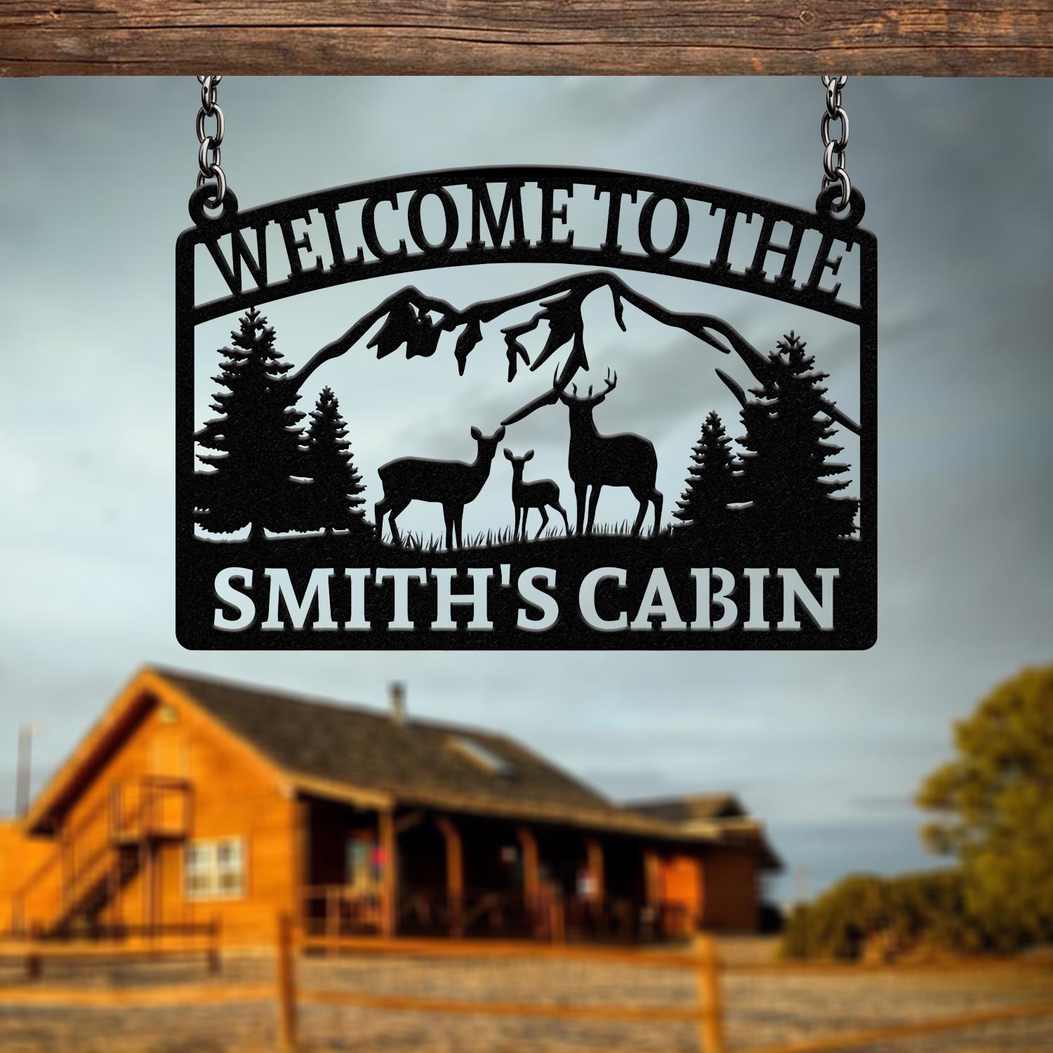 Custom Metal Family Deer Sign, Deer Cabin Sign, Cabin Sign, Nature Metal Sign, Outdoor Decor, Deer Hunter Gift, Lodge Sign, Cottage Decor