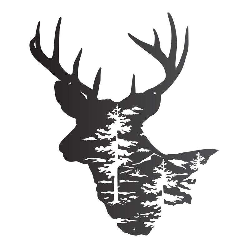 Deer Bust Silhouette Metal Wall Art - Stag Forest Wall Art - Woodland Nature Home Decor - Pine Tree & Mountains Buck Metal Silhouette Wall Decor | GearViral Deer Bust Silhouette Metal Wall Art - Stag Forest Wall Art - Woodland Nature Home Decor - Pine Tree & Mountains Buck Metal Silhouette Wall Decor | GearViral