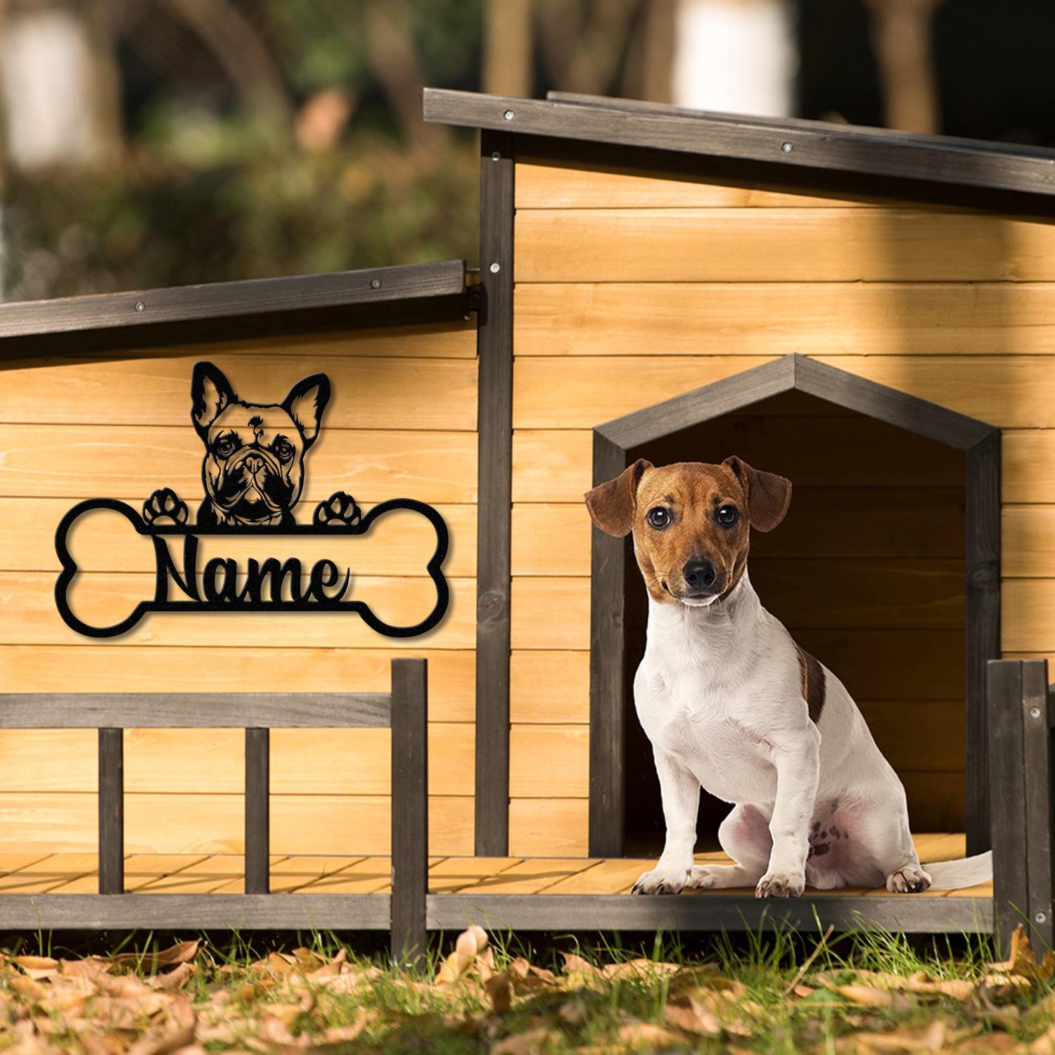 Dog Peeking Crate Name Tag, Custom Dog Decor, Hanging Crate Sign, Custom Crate Sign, Dog Bone Sign, Custom Dog Gift, Crate Dog Decor