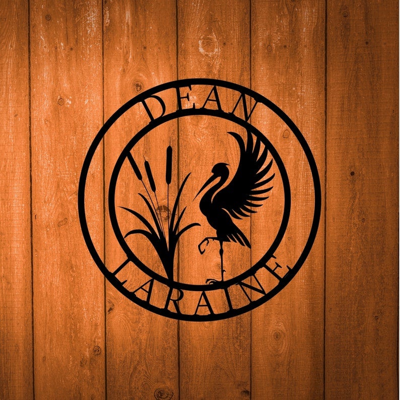 Egret Metal Wall Art Personalized Family Name Or Address Cabin Garden Porch Yard Farmhouse Decor Steel Sign Hanging Color Options | GearViral