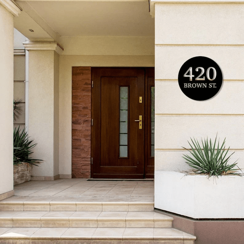 Personalized Round Address Plaque 13 Colors Customized House Number And Street Name Address Marker Metal Decorative Wall | GearViral